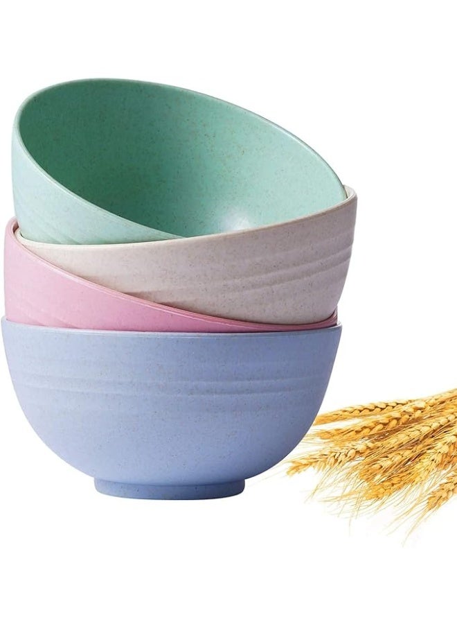 MunKan Unbreakable Cereal Bowls - 24 oz Reusable Wheat Straw Bowl Set of 4 - Dishwasher & Microwave Safe - Perfect for Cereal, Soup and Rice - BPA Free, Healthy & Eco-Friendly (4 Color) - Image 1